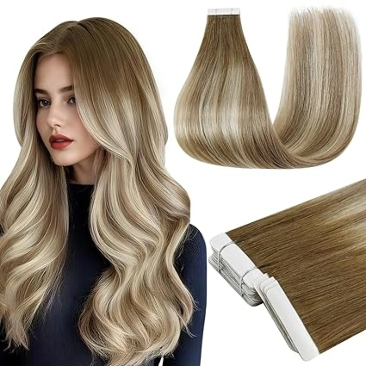 [NEW] Full Shine Invisible Tape In Hair Extensions 100% Remy Hair Straight Double Sided Natural Injection Tape ins For Women