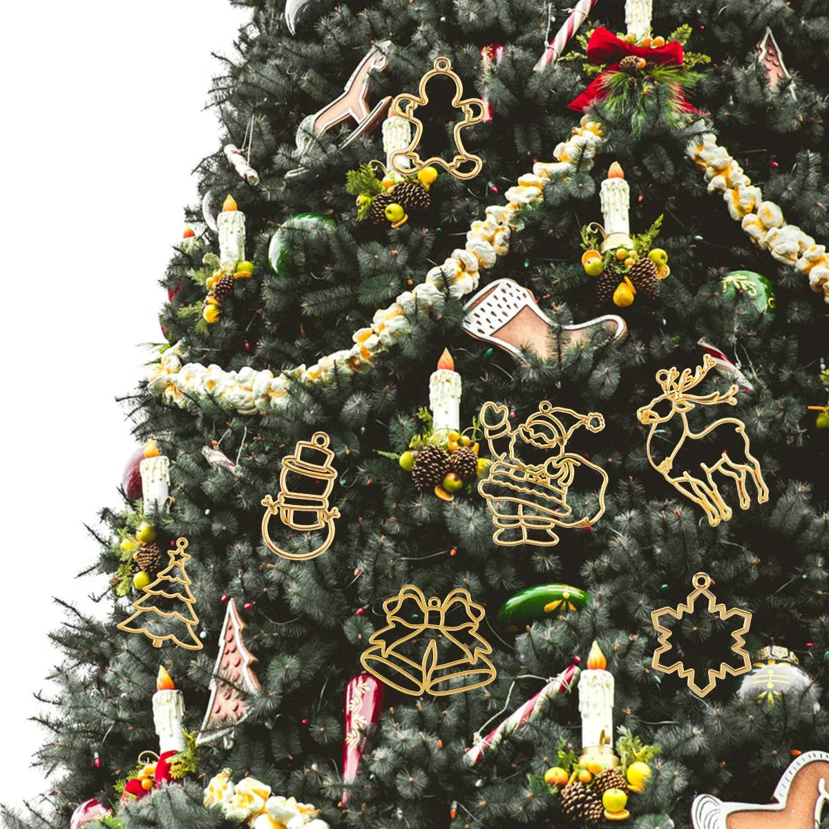

10 шт., подвески в металлическом каркасе для рождественской елки, сплав, аксессуары для изготовления ювелирных изделий своими руками, золотой набор подвесок для поделок, праздничное украшение