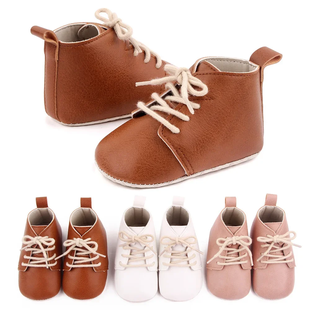 Newborn Baby Shoes Casual Baby Girl Boy PU Leather Infant Toddler Non Slip Soft Sole Sports Shoes First Walker Sneakers