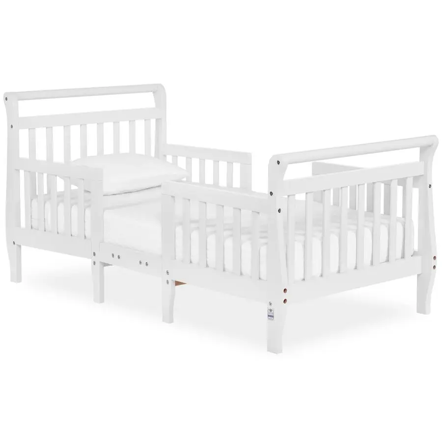 

On Me Emma 3in1 Convertible Wooden Toddler Bed in White, Baby Safety Alliance Certified, LowtoFloor Design, Solid Pinewood with