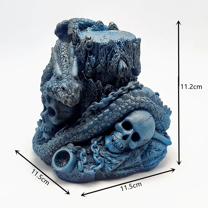 Flying Dragon Skull Candlestick Silicone Mold DIY Making Gypsum Resin Dragon Model Halloween Decorative Tools