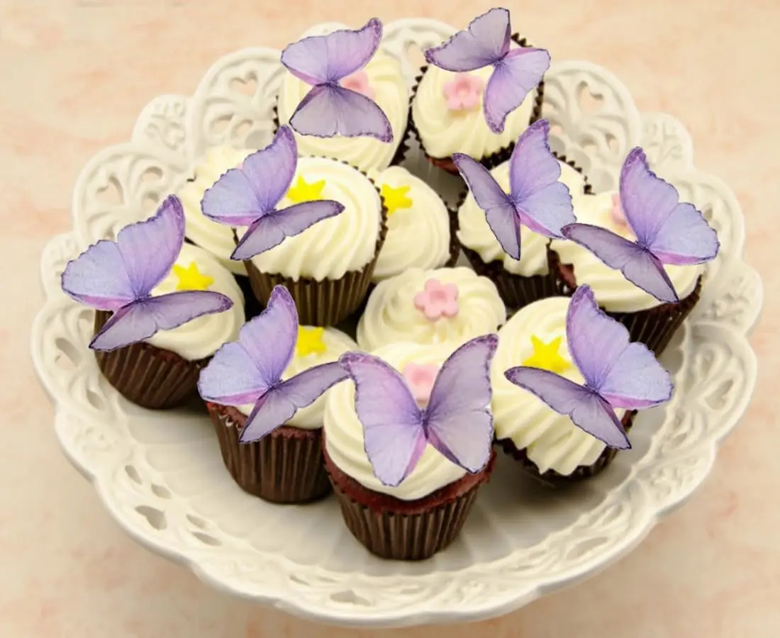 48/160 Stück rosa Schmetterlinge Cupcake Topper Papier Schmetterling Kuchen Topper für Geburtstag Braut Baby Dusche Mädchen Kuchen Dekorationen – Detail 9