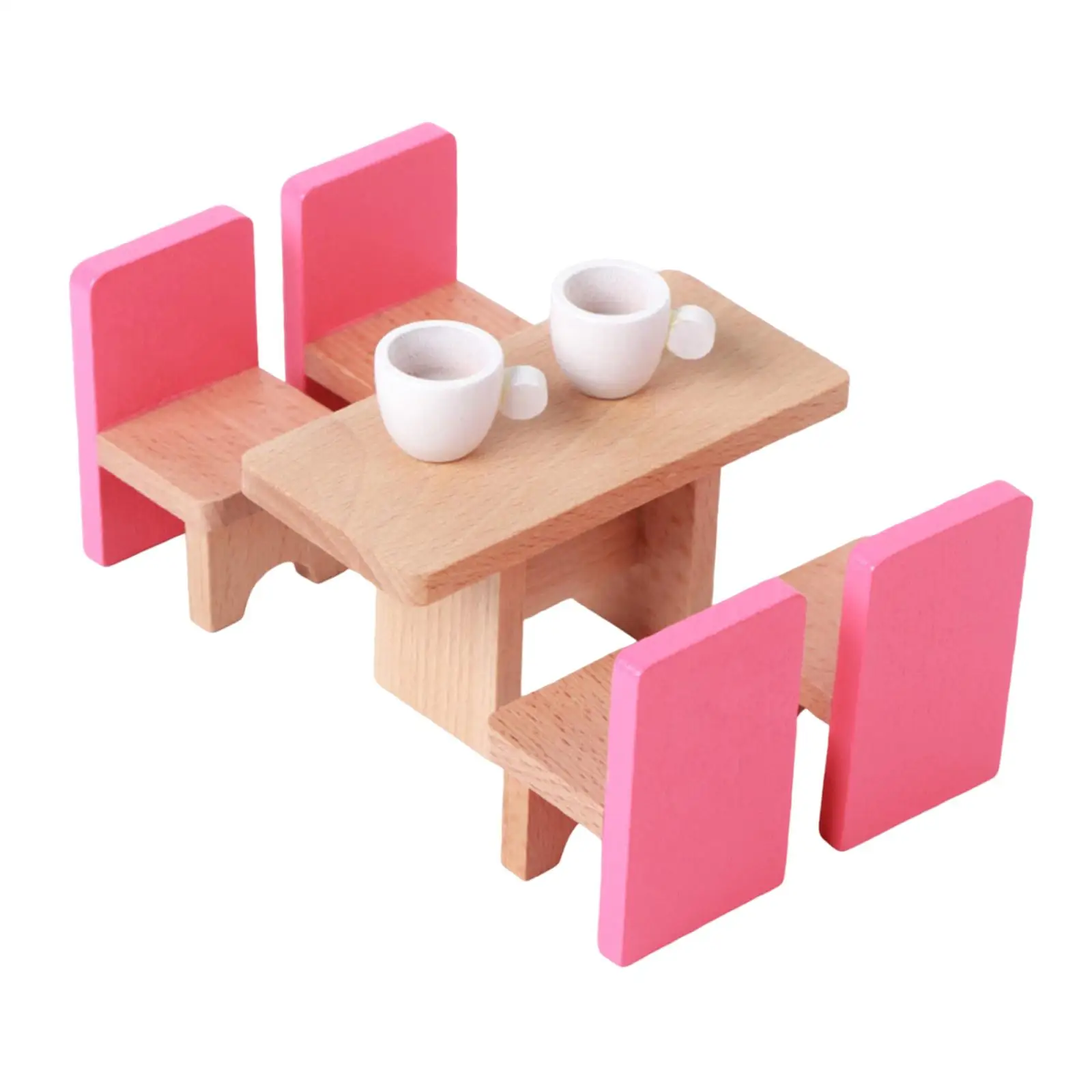 Mini Furniture for Doll House Wooden Miniature Accessories Set Simulation Play for Children's Room Decoration