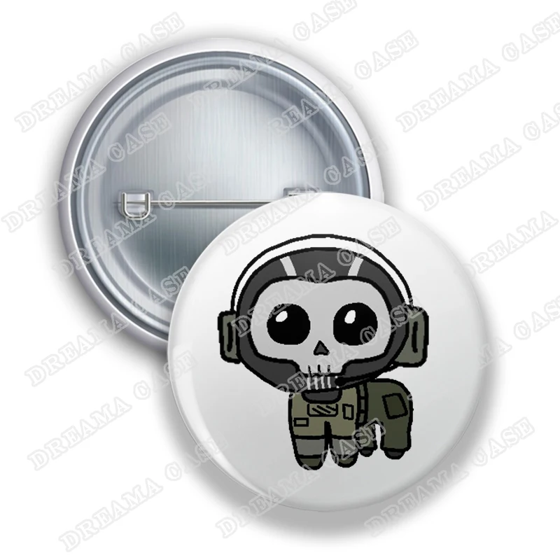 Military Game Ghost Chibis Round Badges for Accessories Cod Soldier Soap Simon Button Brooch Pins Fans Friends Birthday Gifts