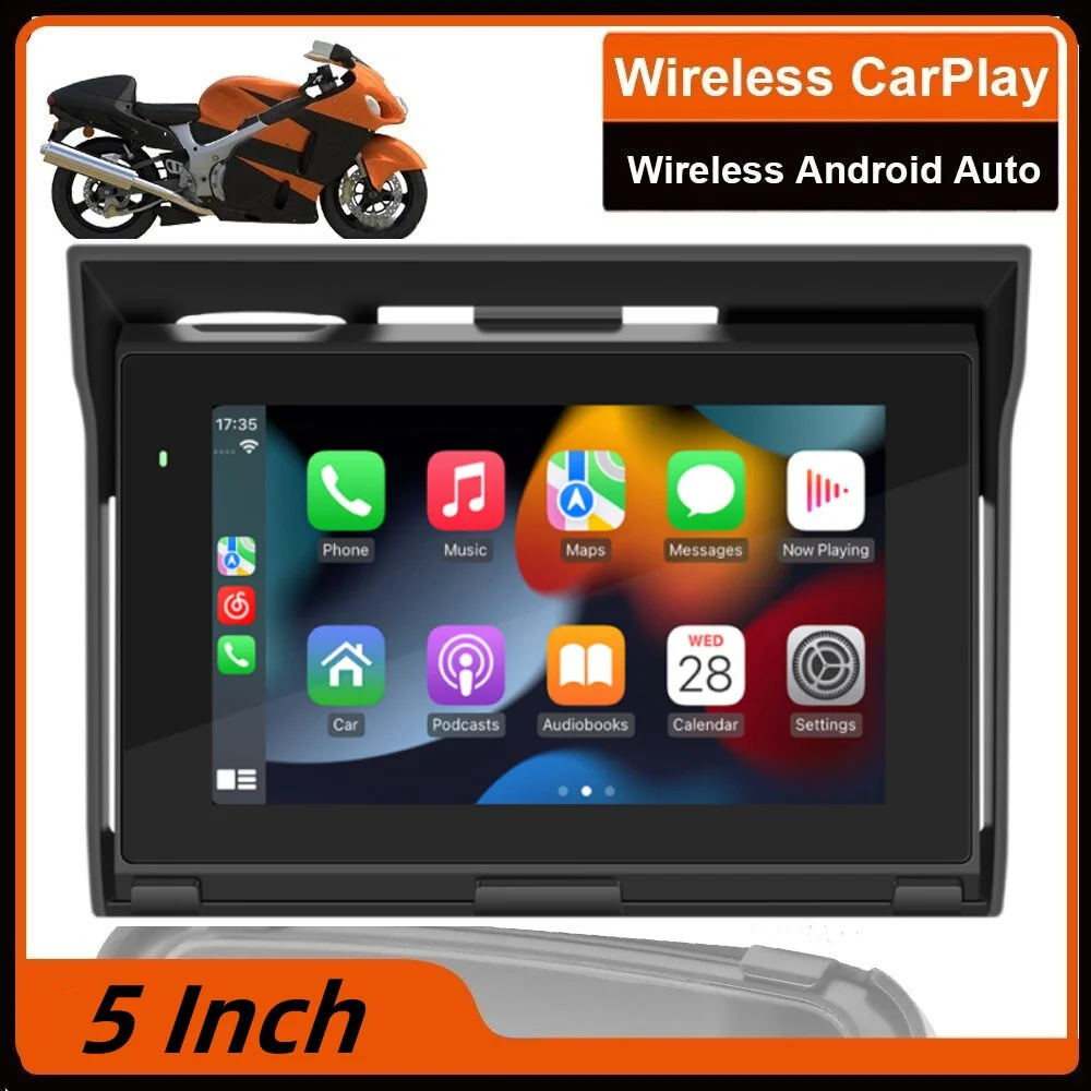 

Motorcycle Navigator 5 Inch Touch Outdoor IPSX7 Waterproof External Portable Motorcycle Special Navigator CarPlay & Android Auto