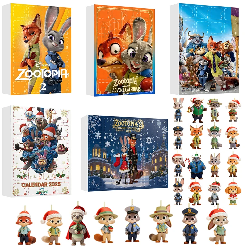 متوفر في المخزون Zootopia يأتي تقويم القدوم عيد الميلاد العد التنازلي التقويم الديكور لعبة عيد الميلاد الاكريليك قلادة هدية