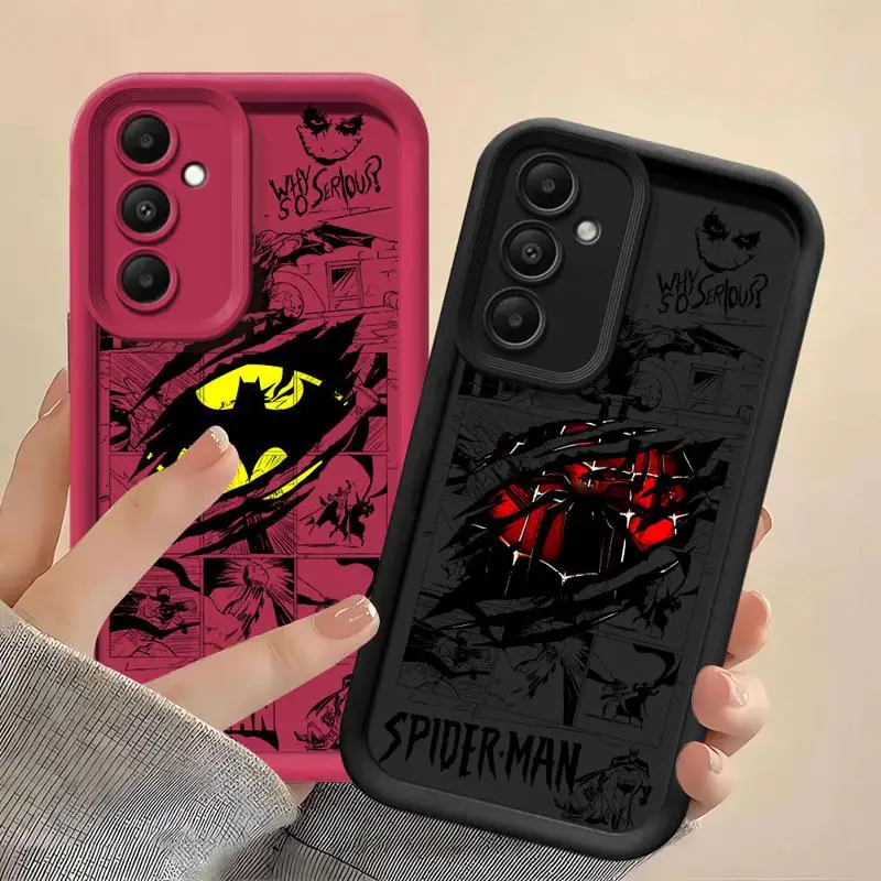 B-Batman Spider S-Superman Logo Case for Samsung Galaxy A24 A15 A54 A73 5G A25 A34 A13 A14 4G A23 A33 Silicone Capa Cover