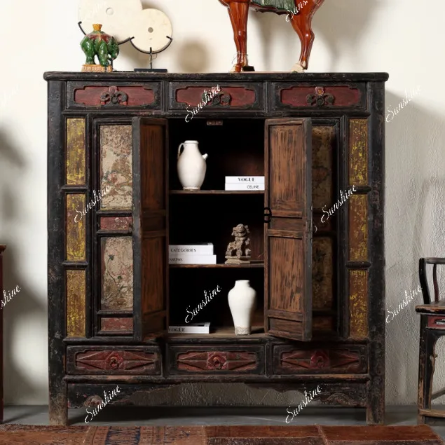 New Chinese-style ancient homestay with hand-painted character story entrance cabinet