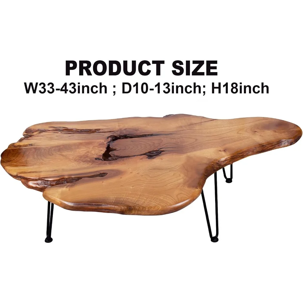 Mesa de centro |   Diseño de madera natural |   Mesa de centro de madera hecha a mano para sala de estar y mesas auxiliares, con patas de horquilla de metal