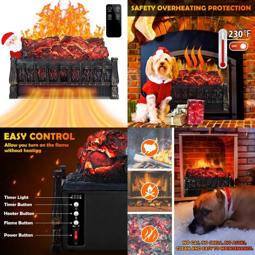 

Infrared Electric Fireplace with Remote, Realistic Flame, and Heater Insert