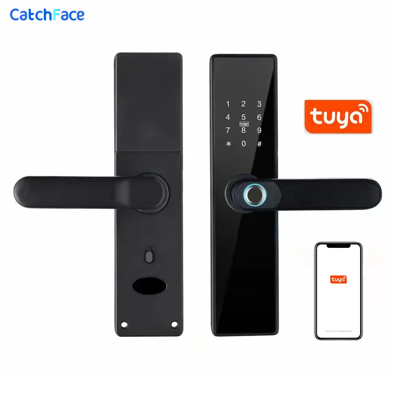 

Fingerprint Tuya Smart Door Lock 8 Language Digital Electronic Lock With WiFi APP Password RFID Card Unlock For Home Security
