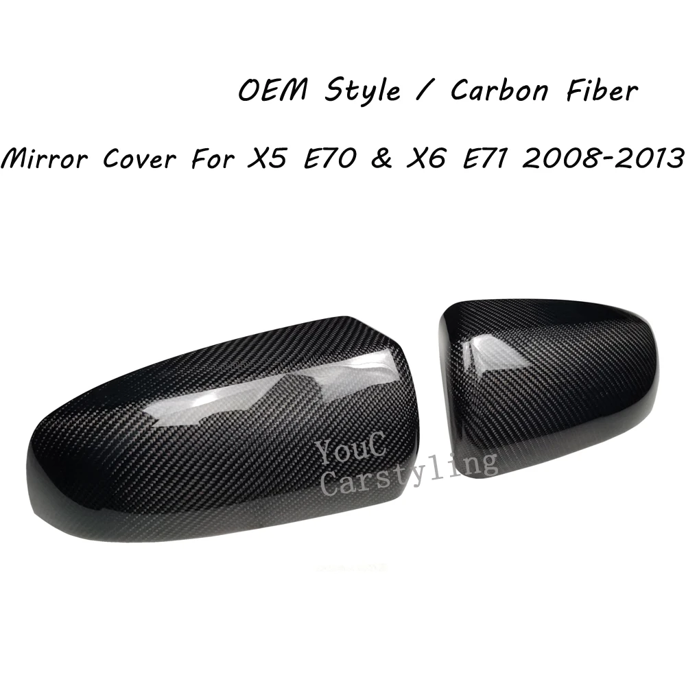 E70 E71 Carbon Fiber Replacement Style Side Door Mirror Covers for BMW X5 X6 2008-2013 Rear View Mirror Caps