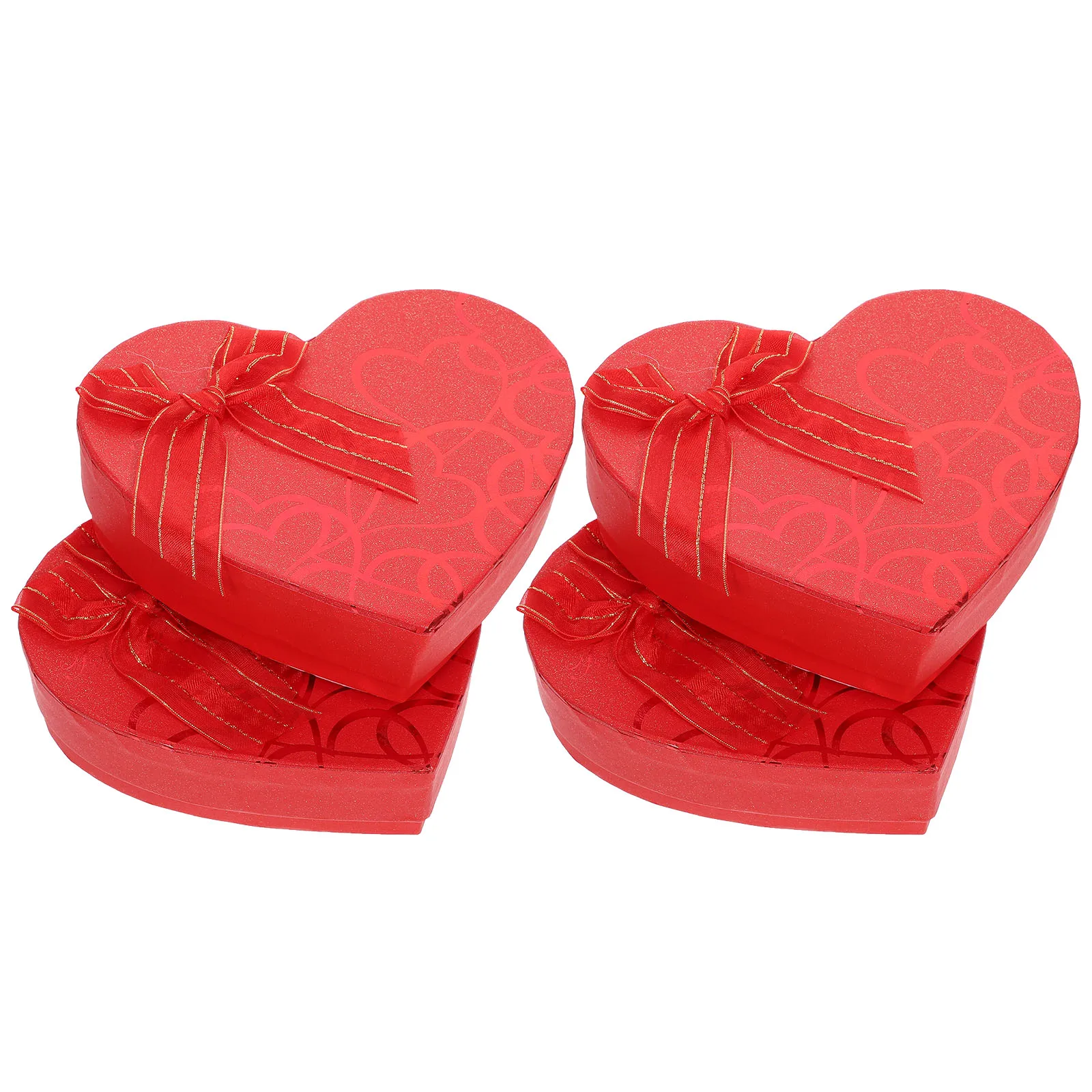 4 Uds. Caja de Chocolate en forma de corazón, Cajas de Regalo para el Día de la madre de San Valentín, contenedor de almacenamiento de dulces de papel rojo