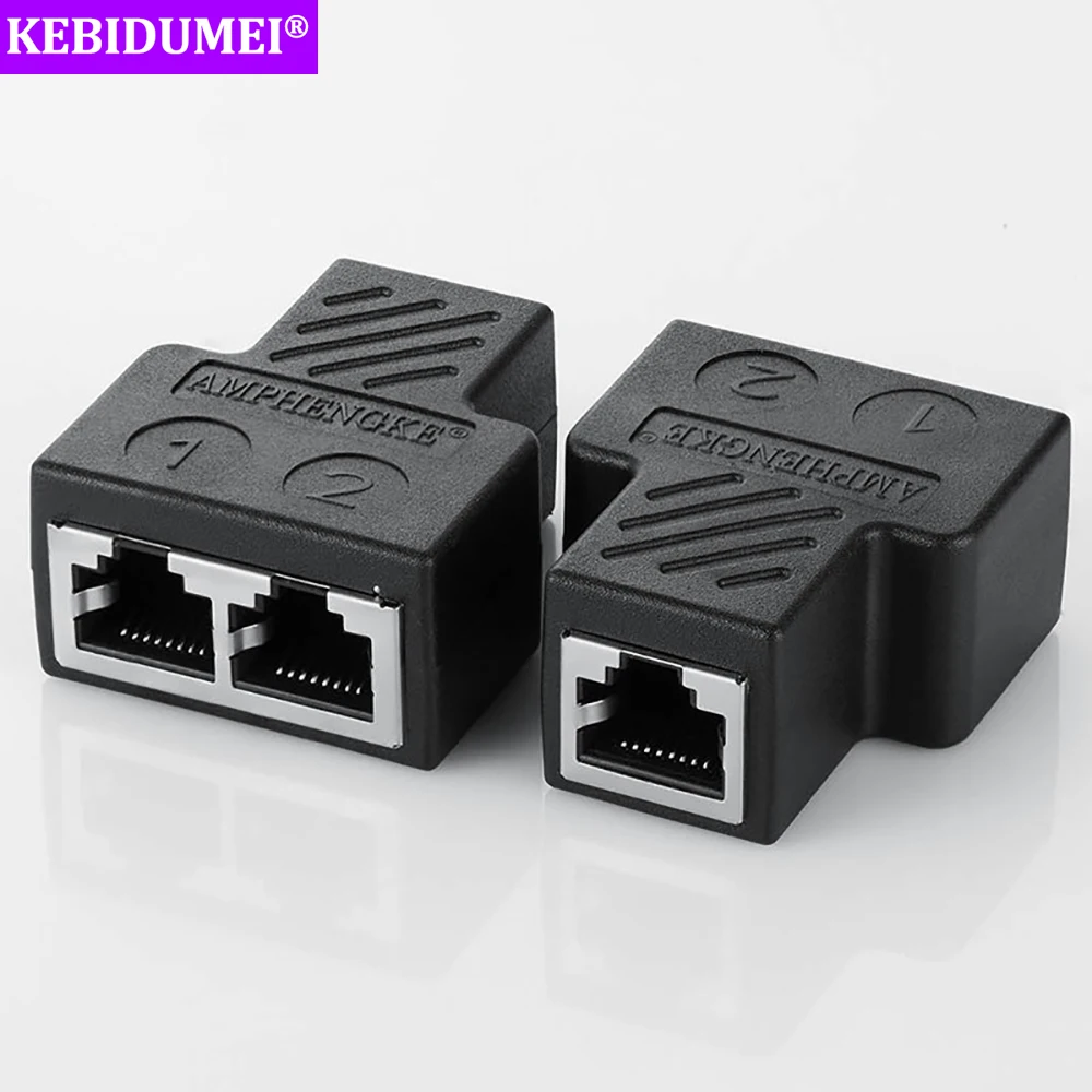 RJ45 Splitter Adapter RJ45 Network Cable Connector 1 to 2 Female LAN Interface Ethernet Socket Connector Docking Head Splitter