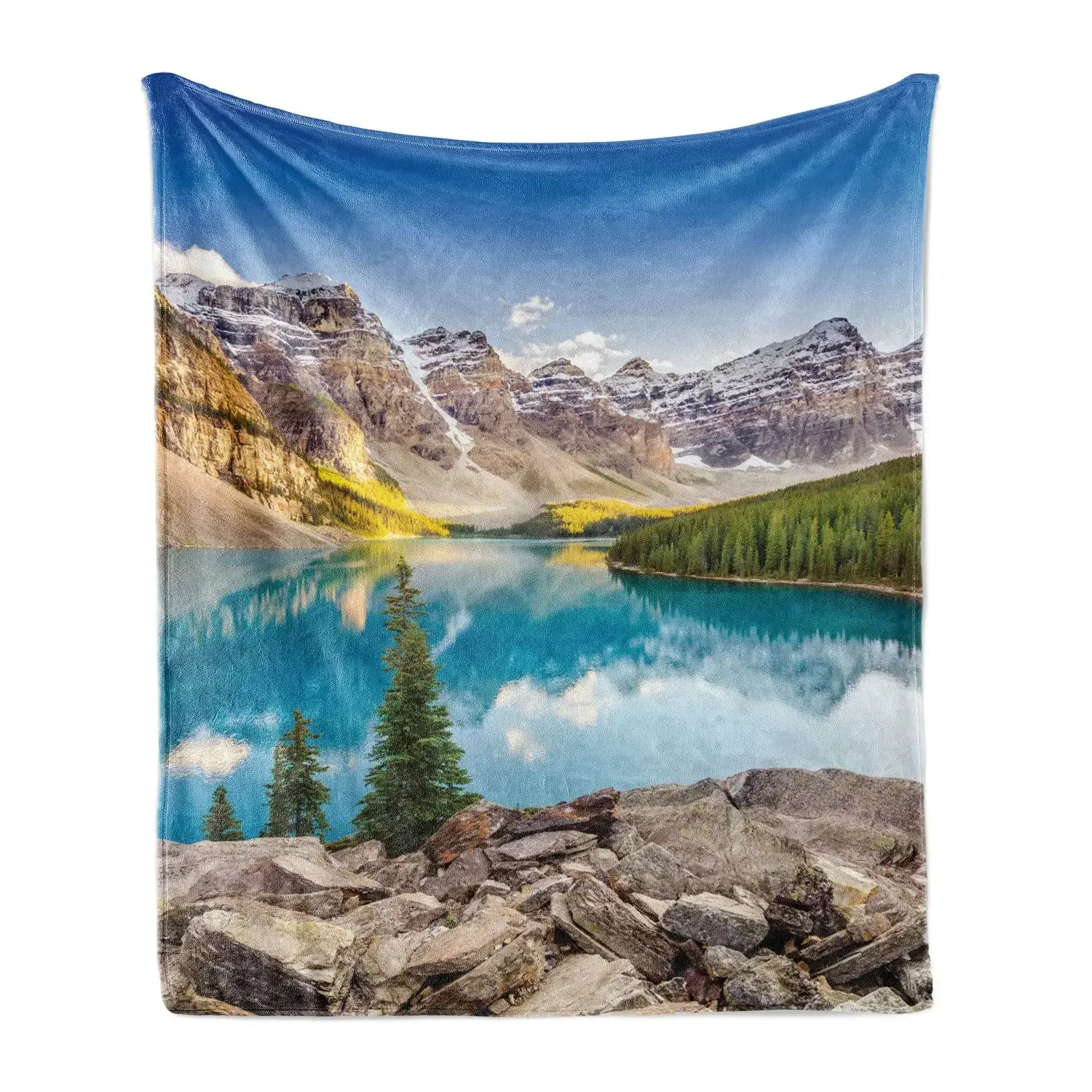 Landscape Throw Blanket, Grand Teton National Park Snowy Peak Mountains Nature Scene Picture Soft Flannel Blanket for Adult Gift