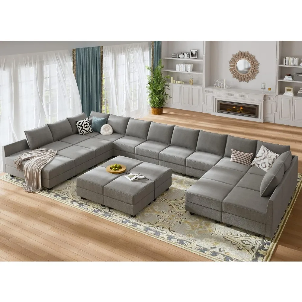 

Oversized Modular Sofa Couch with Ottoman U Shape Sectional Couch with Chaise Large Sleeper Modular Sectional Sofa