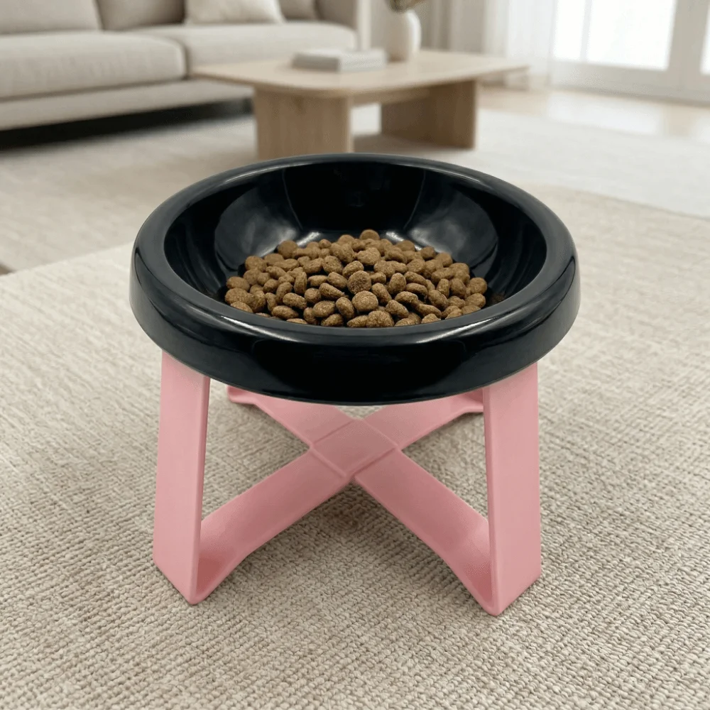 Convenient Large Diameter Elevated Cat Bowl Anti-knock Anti-spill High Foot Bowl Anti-choke Anti-leakage Water Bowl Indoor Use