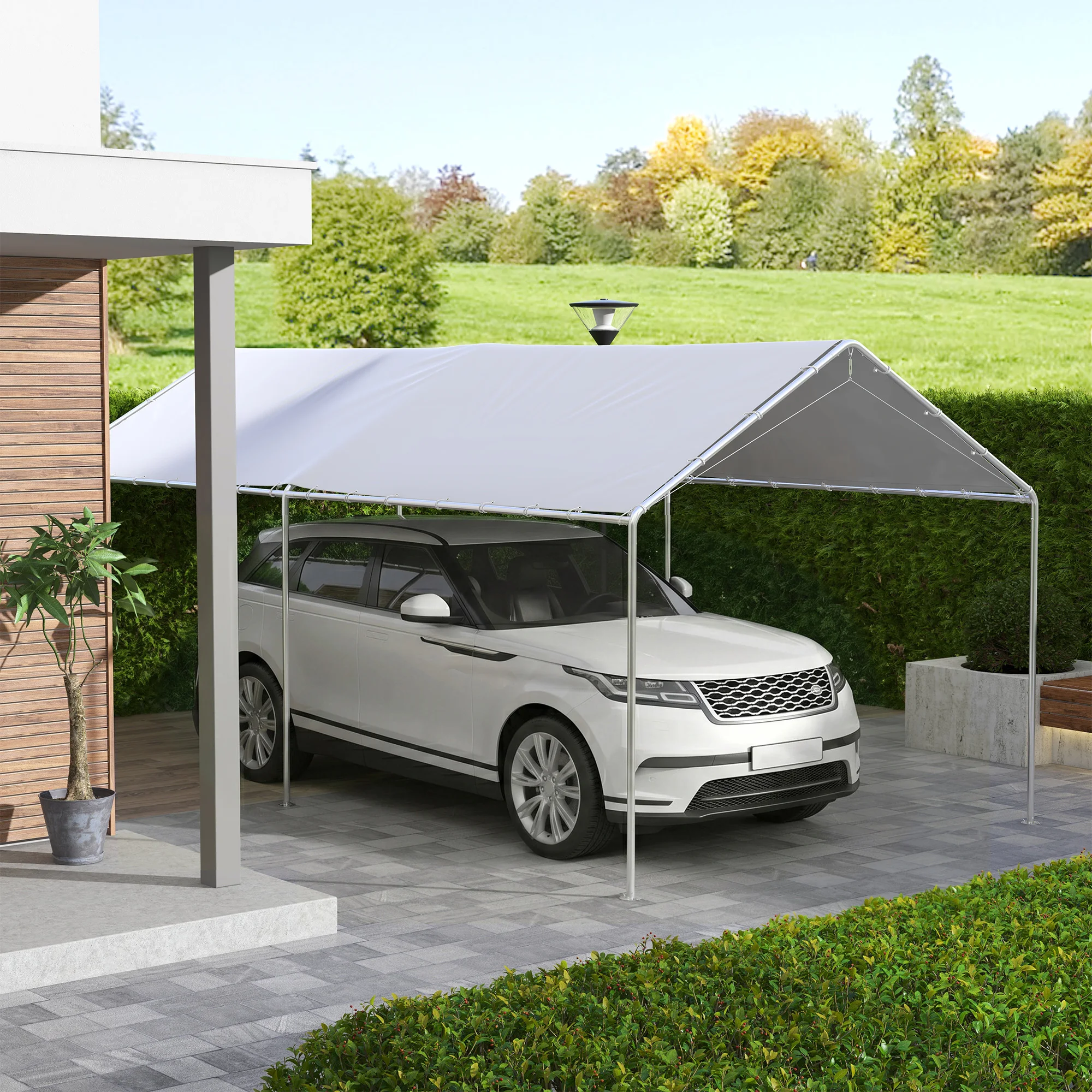 10' X 20' Carport Roof, Canopy Replacement Cover for 84C-159 Series, with Ball Bungee Cords, White