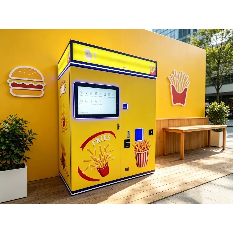 Affordable burger-making vending machine, commercial-grade French fries vending machine