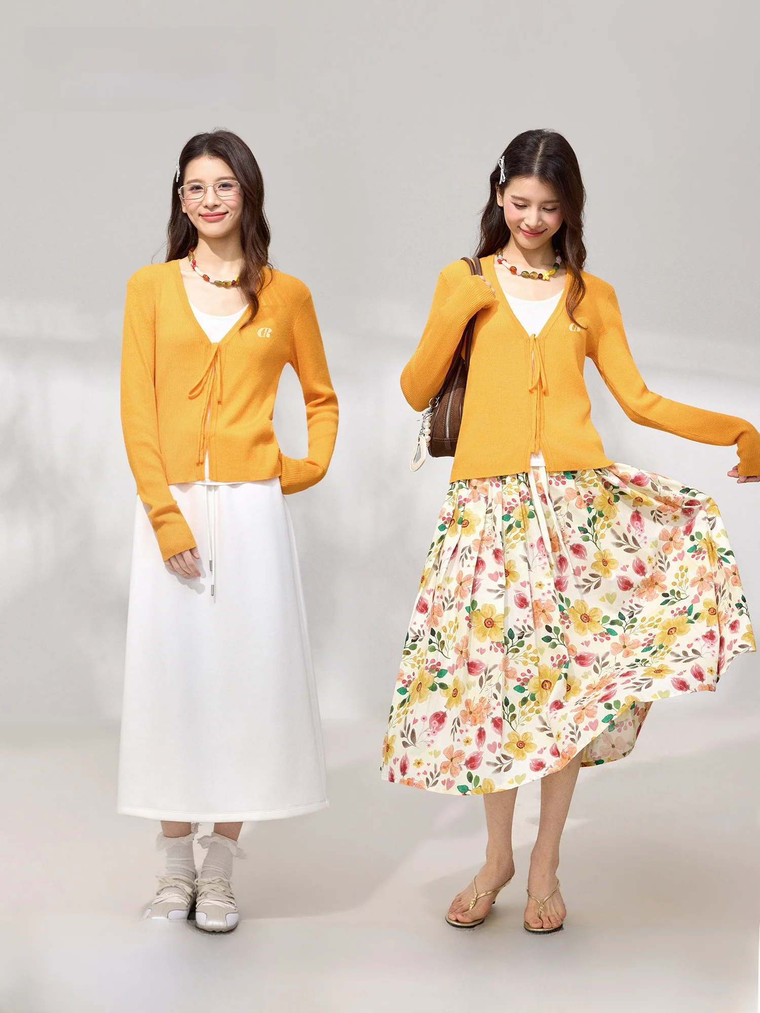 

Retro Sle Knitted Long Sve Wrap Cardigan Women's Slim Fit Top Orange Color Spring Faion Online Exclusive by Wild Space