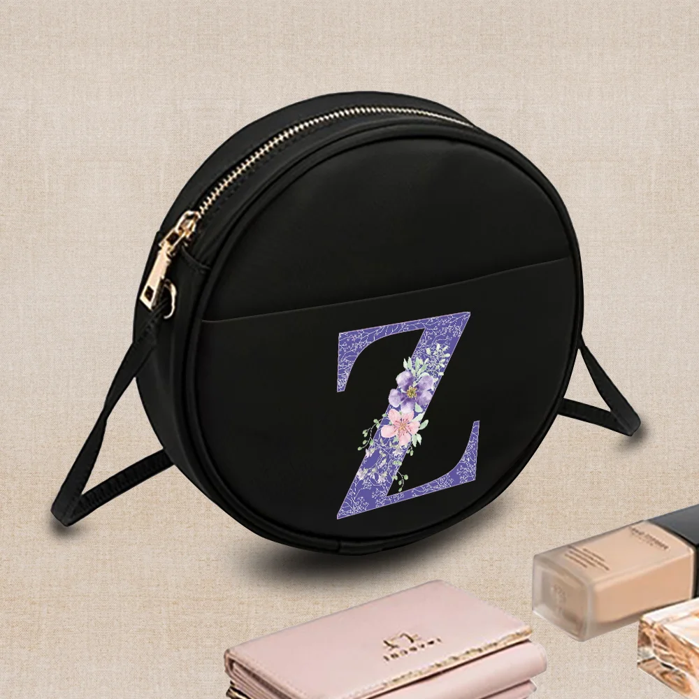 2022 Fashion Women Round Crossbody Bag Pattern Letter Printed Ladies Small Messenger Shoulder Bag Small Coin Purse Handbags