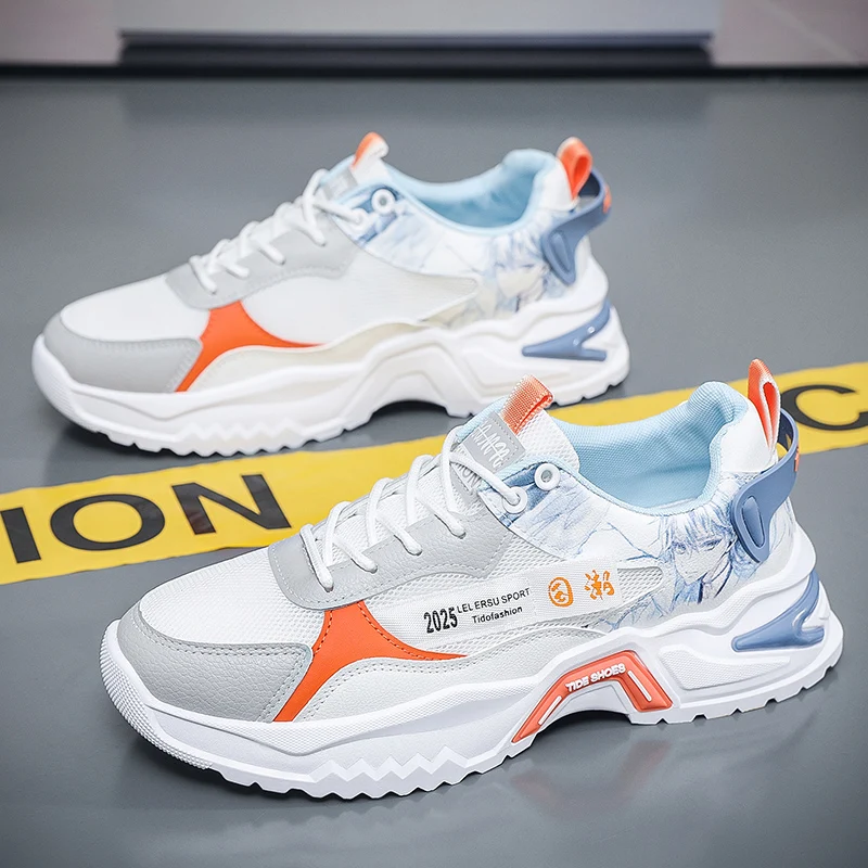 

2025 новые модные мужские кроссовки, летние дышащие кроссовки на шнуровке, новая повседневная универсальная вулканизированная обувь, Zapatillas Hombre