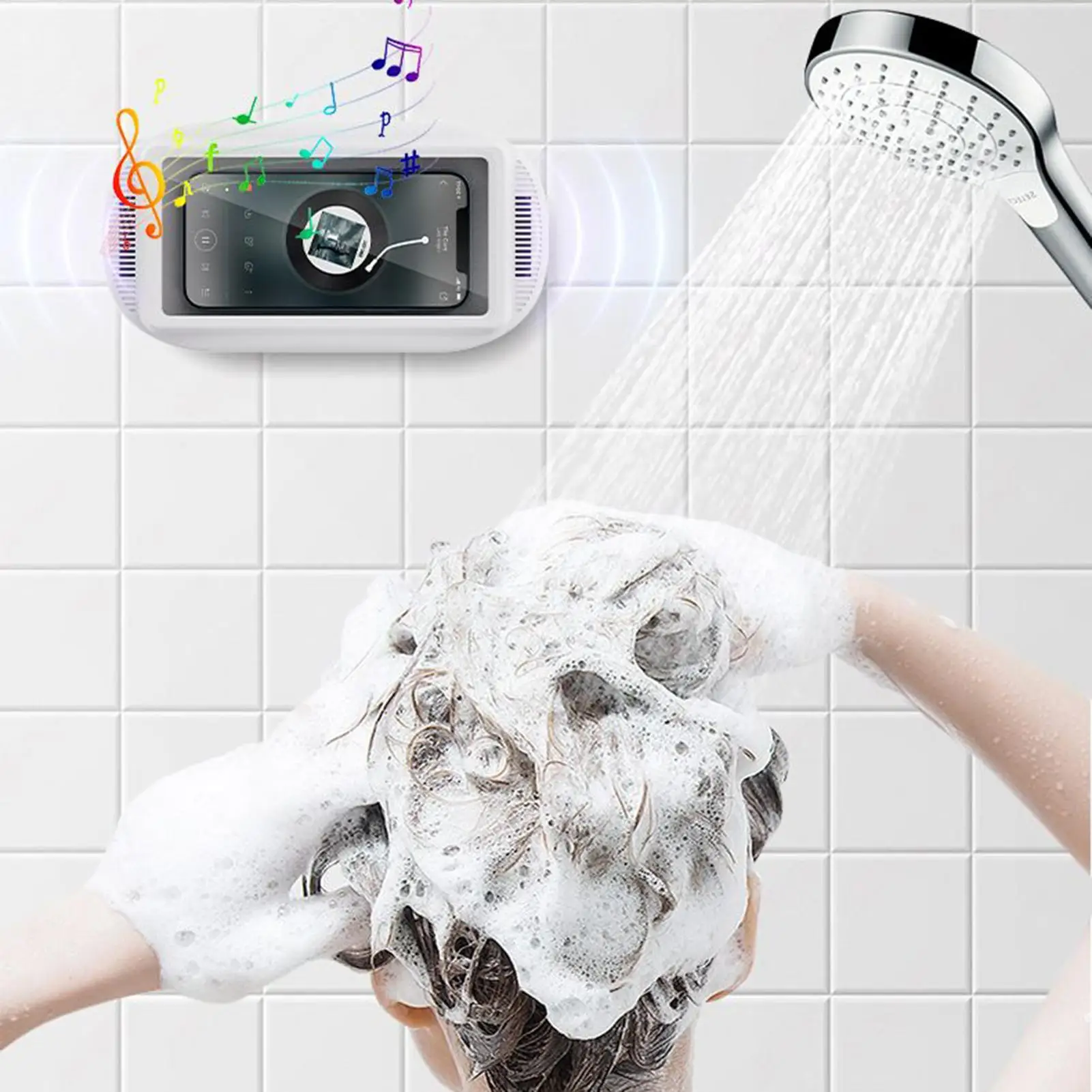 Shower Phone Holder Suction Wall Cell Phone Stand Smartphone Mount for Bathroom Kitchen Bedroom Dormitory Hotel Glass Tile