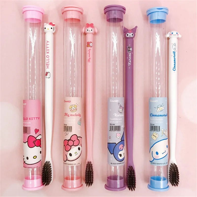 Kawaii Sanrio Toothbrush Cartoon Cinnamoroll Kuromi Student Adult Household Tooth Brush Sets Soft Toothbrushes Dental Oral Care