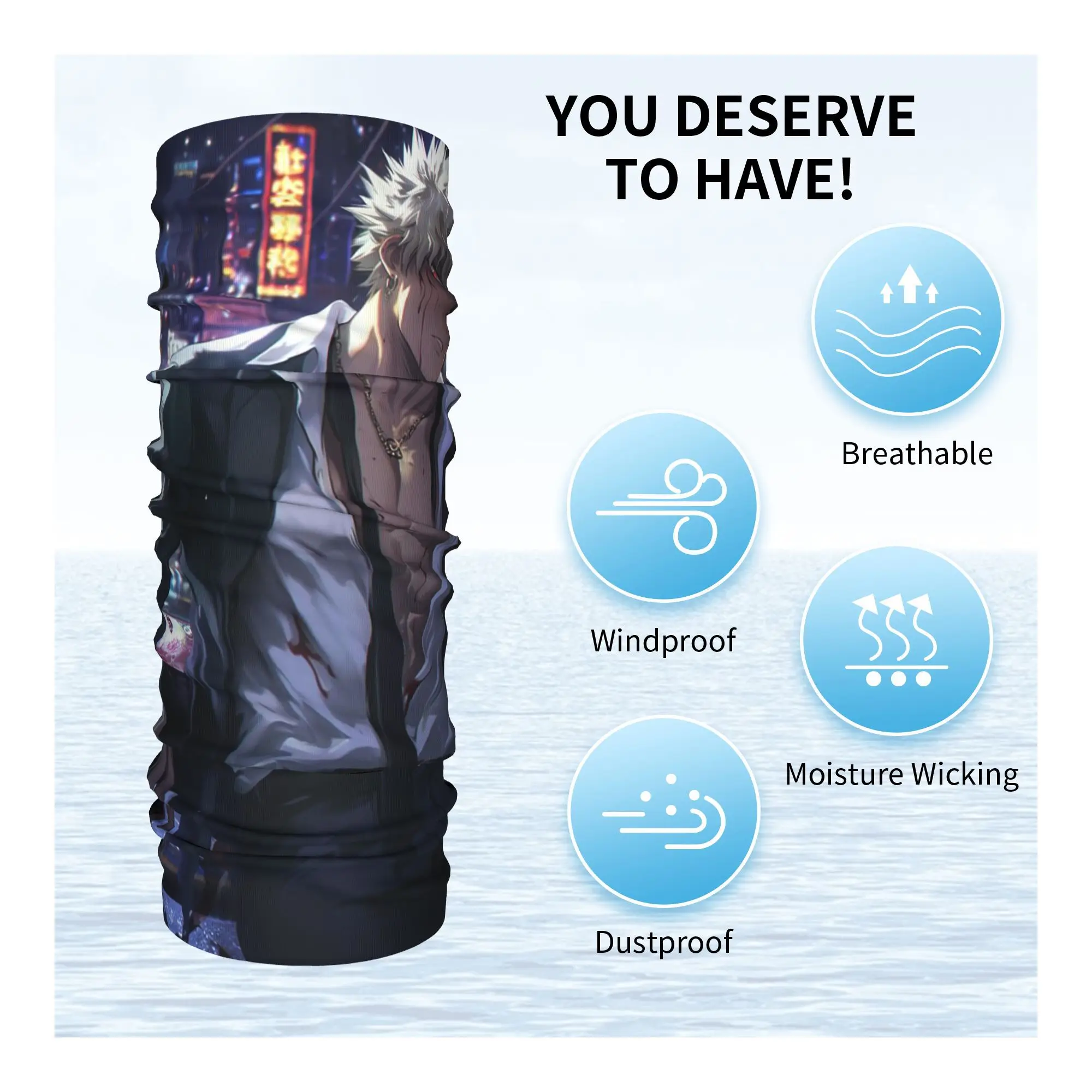 Bakugou Katsuki باندانا غطاء الرقبة قناع مطبوع وشاح قناع الوجه متعدد الوظائف الجري للجنسين الكبار يندبروف