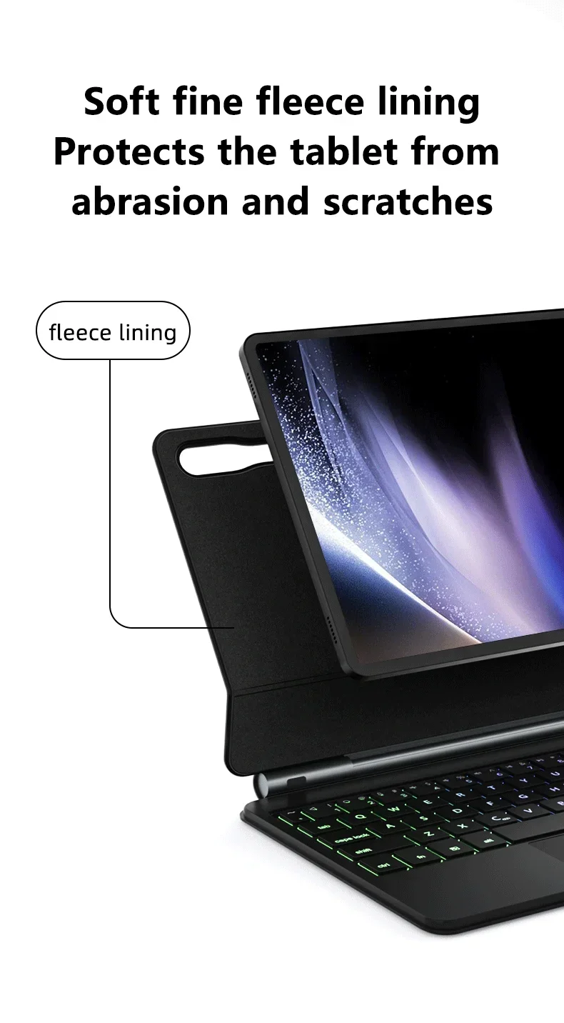 Doqo Bluetooth Keyboard Case for Samsung Tablet S7/S8/S8 Plus/S7 FE/S7 Plus Keyboard Protective Cover with trackpad Backlight