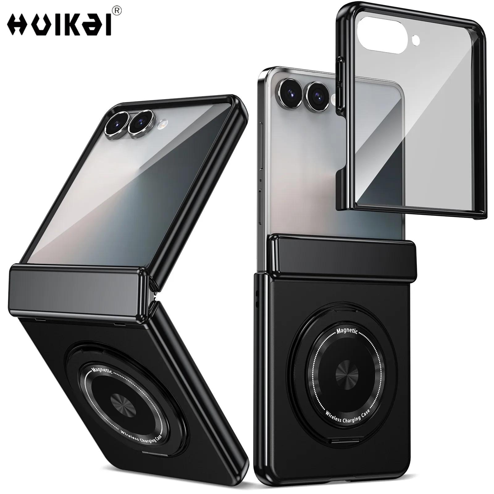 

Чехол для Samsung Galaxy Z Flip 7 5G Z Flip 6 5, встроенная защитная пленка для экрана, вращающаяся магнитная подставка, защита шарнира, полный корпус