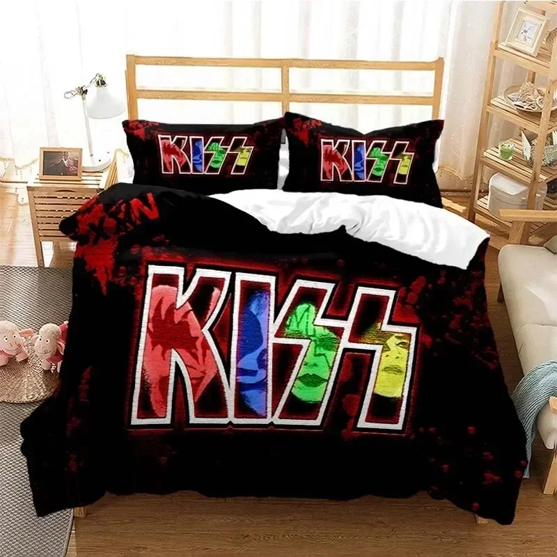 

Kiss Band Fashion 3D NEW Duvet Cover Pillowcase Bedding Set Adult Boy Girl Bedroom Decoration Children Single Double Large