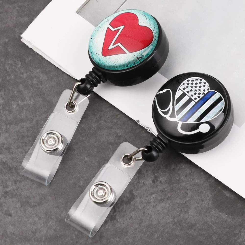 Work Card Name Card Holder Badge Holder Clip Card Holder Clip ID Card Key Chain Retractable Badge ID Badge Holder Nurse Doctor