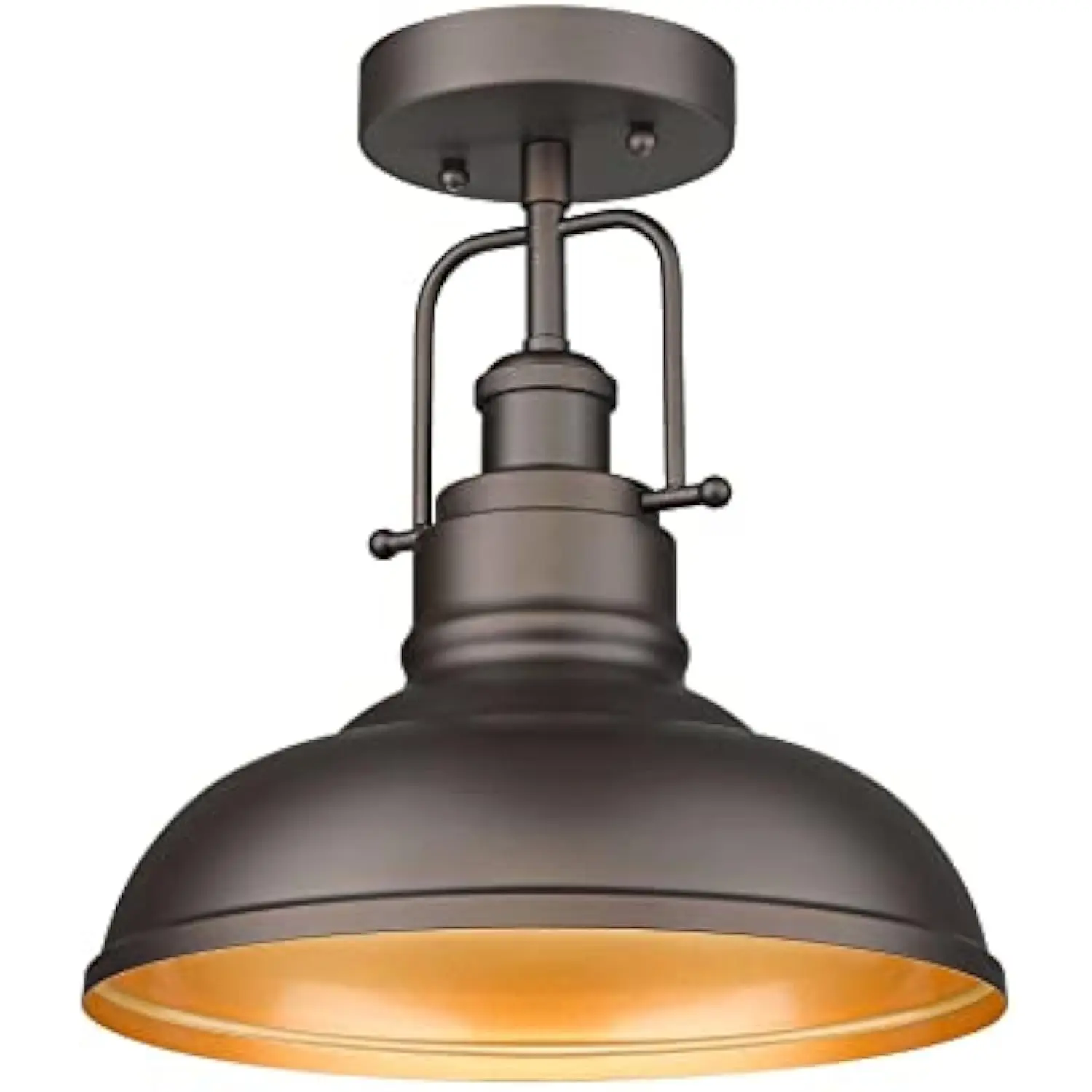 

Farmhouse Semi Flush Mount Light Fixture, 11 Inch Industrial Ceiling Light Fixture for Indoor Outdoor, Oil Rubbed Bronze Finis