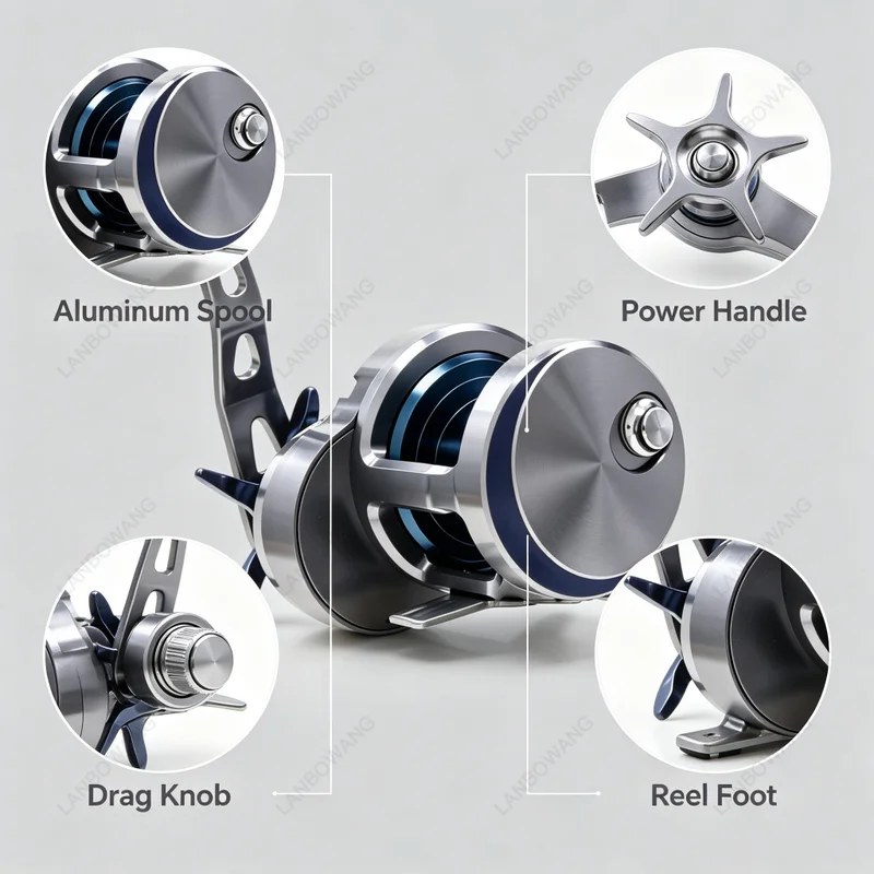 For EMB1500 Deep-sea Boat Fishing with Horizontal Wheel, High Fishing Power, Metal Horizontal Twisting, Slow Shaking, Iron Plate