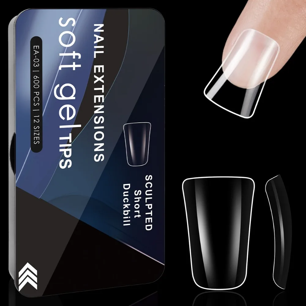 600 pçs transparente claro unhas falsas dicas acrílico meia cobertura completa unhas falsas em forma de bico de pato gel dicas de unhas ferramentas manicure