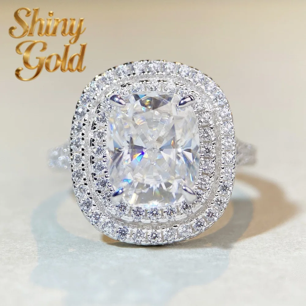 

ShinyGold Luxury 18K White Gold Solid Platinum PT950 Women's Pigeon Egg 4 Karat Diamond Ring