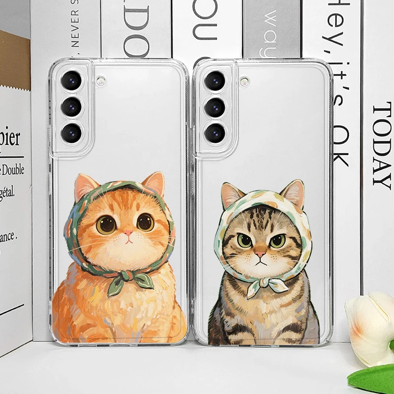 Custodia per telefono trasparente con pittura a olio animale gatto per Xiaomi Redmi Note 14 Pro Plus 13 12 11 10 PRO 15C 14C 13C Coperture morbide