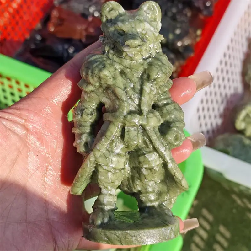 Natural Ophiolite Werewolf Carving Halloween Healing Gift Festival Holiday Craft For Decoration 1pcs