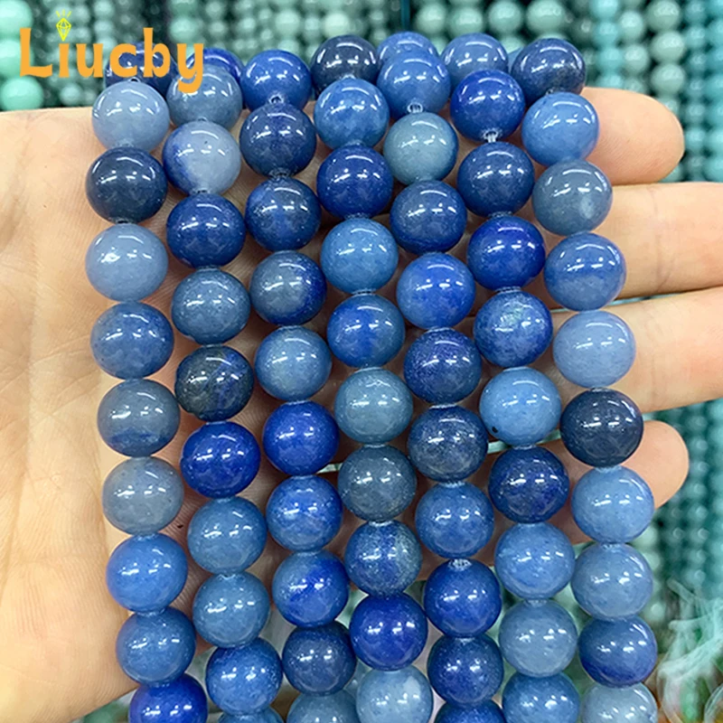 

Real Natural Stone Blue Aventurine beads For Jewelry Making DIY Fashion Bracelets anklet Hoop earrings 15" Strand 4/6/8/10/12mm