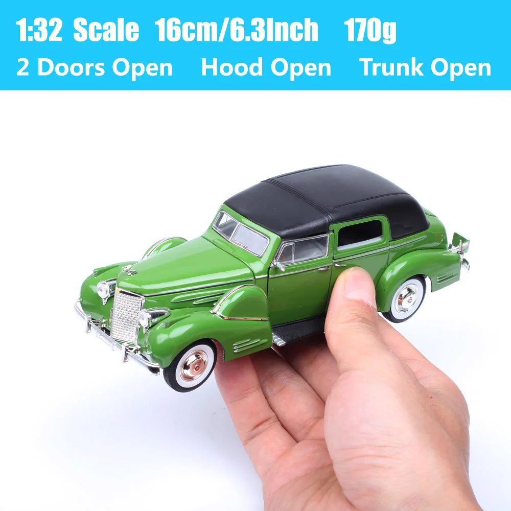 No Box Handtekening 1/32 Schaal 1938 Cadillac Fleetwood Diecast Auto Model Speelgoedvoertuigen Verzamelobjecten Groen Nationaal Museum Geschenk