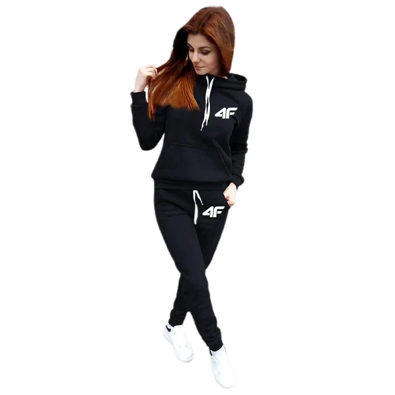 

Hot Sales Womens Tracksuit Printing Casual Hooded Sweatshirt Suits Sports Jogging Womens Pants Set Outdoors High Street Clothing