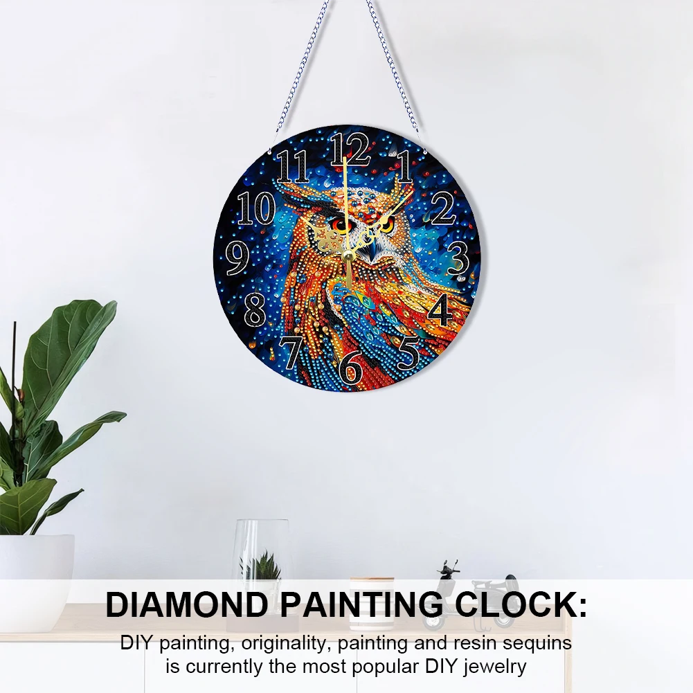 Premium Diamond Painting Ornament with Integrated Clock, Classic Style Crystal Diamond Art for Wall Decor Kitchen Living Room Home Decor - view 2