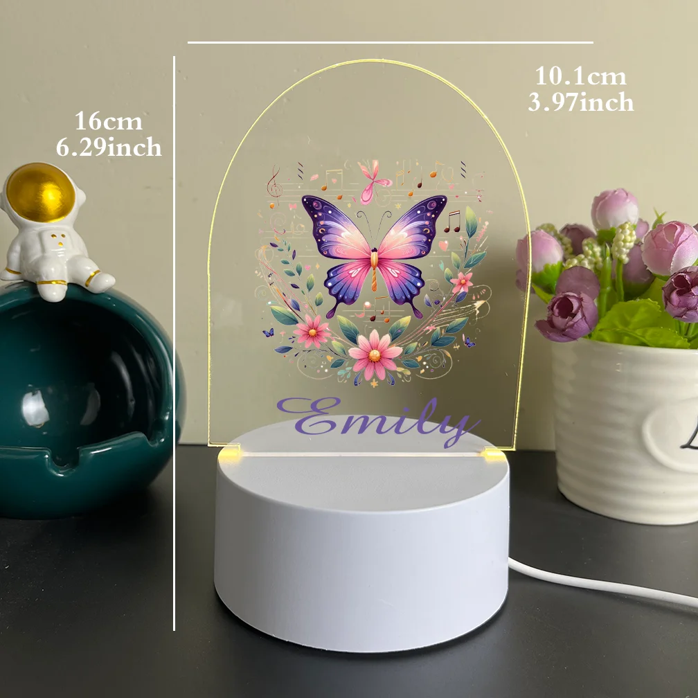 1pc Personalize Custom Butterfly Modern Children'S Lamp Room Decor Decoration Children Hoom Gift Night Light 3D Illusion Lamp