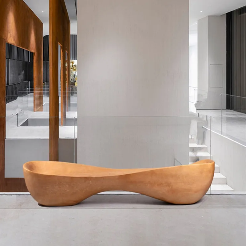 Simple solid wood benches, shopping mall waiting area benches, decorative benches in the exhibition hall of the sales