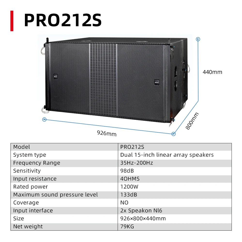 Lane PRO212S Factory OEM Professional Dual 15 Inch Outdoor PA Subwoofer Waterproof Passive Line Array Speakers System view 3