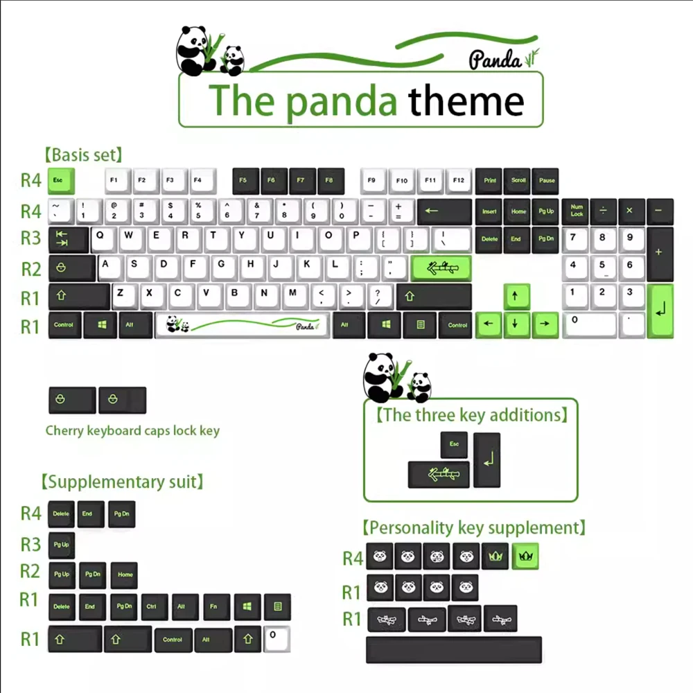 Panda MDA Profile Mechanical Keyboard MX PBT Keycap 145keys compatibal 61/64/68/87/96/104