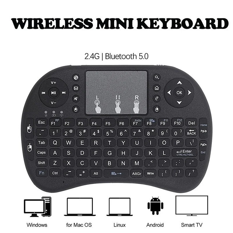 Portable Mini Wireless Keyboard English With 2.4G Bluetooth Touchpad Air Mouse Remote Control For Smart TV Box Laptop Projector