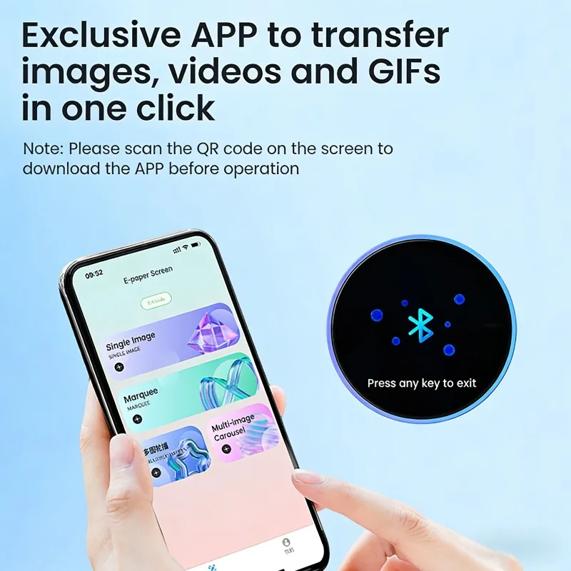 

Electronic Anime E-Badge Display Pin USB-C Bluetooth 5.4 Connection Smart Touch Screen Animation Gradual Change Badge Gift