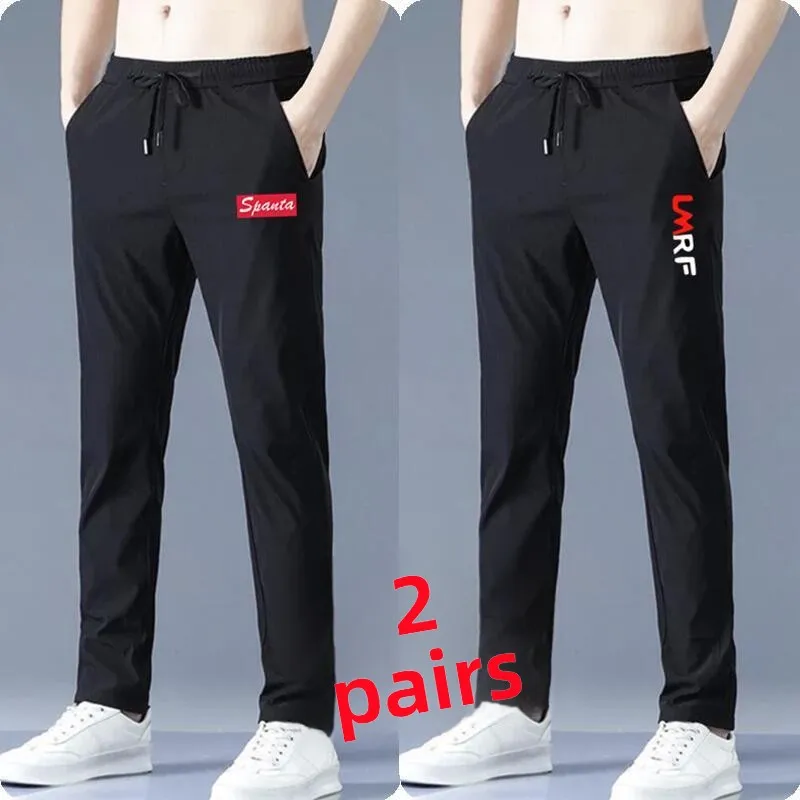 

Мужские повседневные спортивные брюки, летние тонкие свободные прямые спортивные штаны, универсальные, удобные, молодежные, энергетические, длинные брюки...